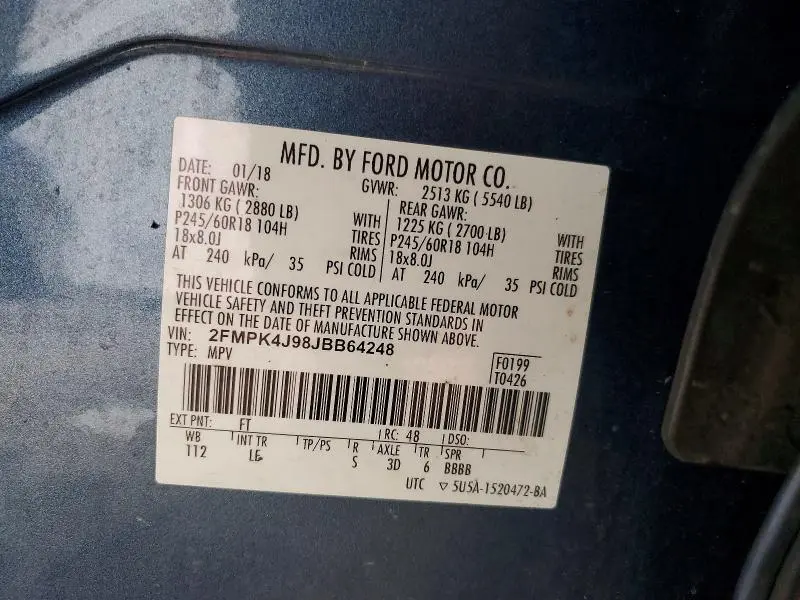 2018 FORD EDGE SEL  