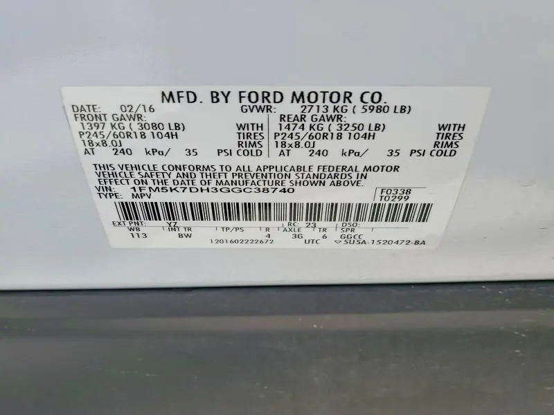 2016 FORD EXPLORER XLT  