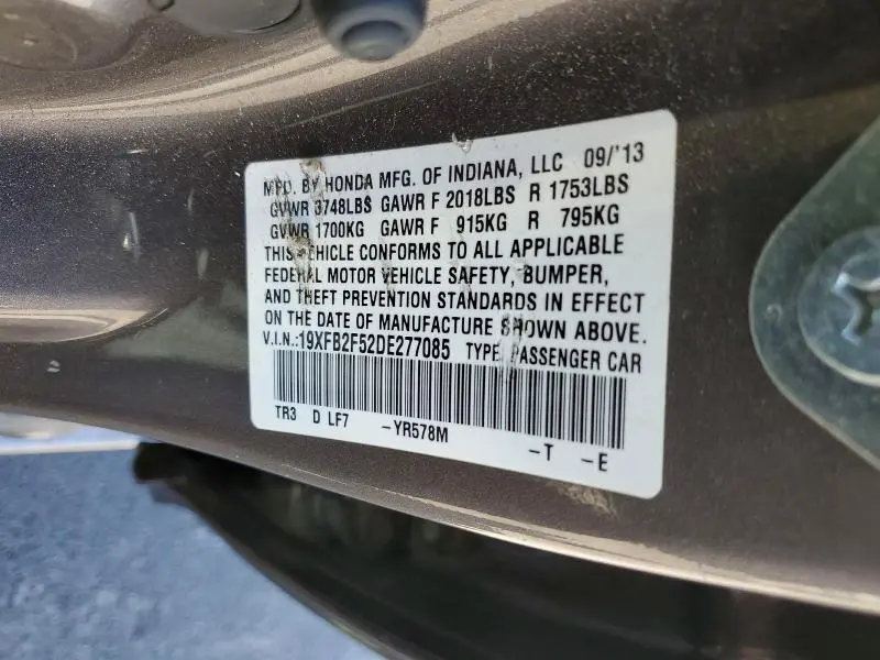 2013 HONDA CIVIC LX  