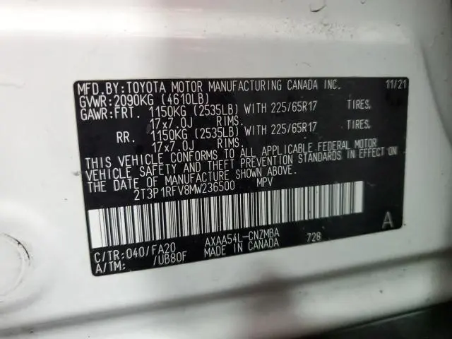 2021 TOYOTA RAV4 XLE  