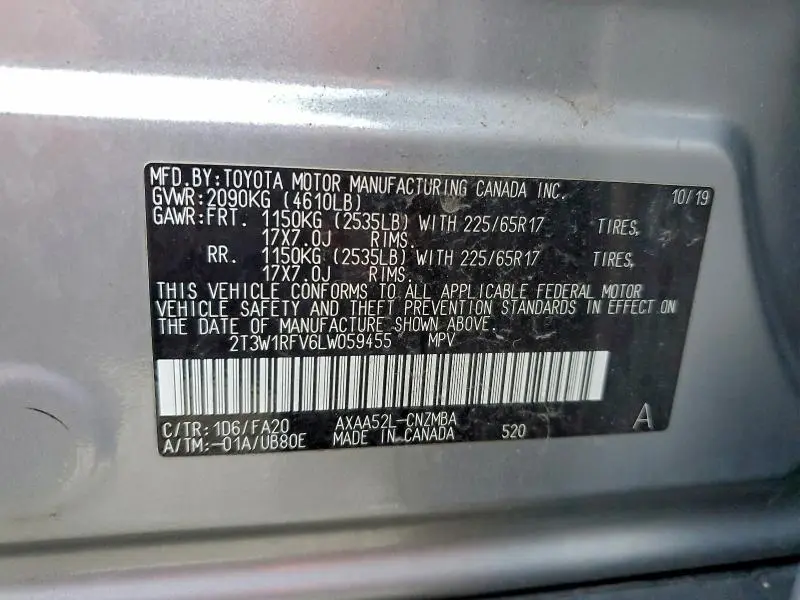 2020 TOYOTA RAV4 XLE  