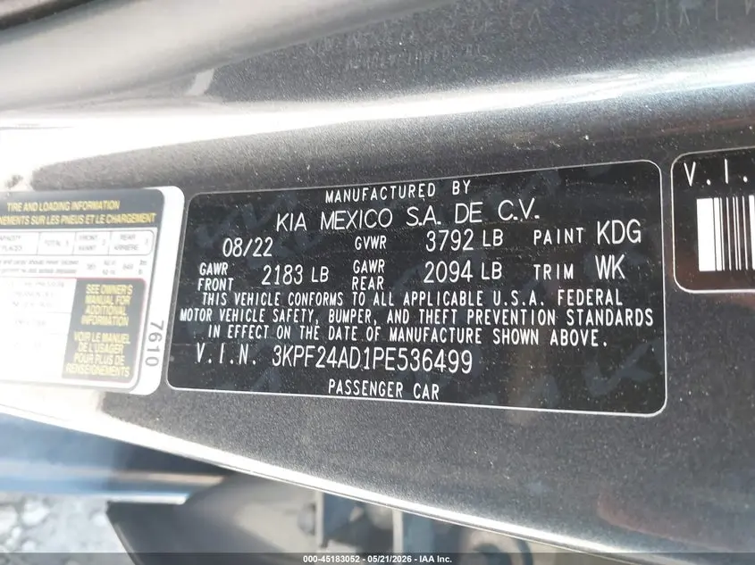 2023 KIA FORTE LXS