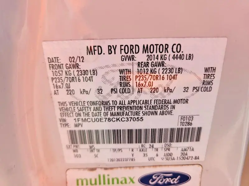 2012 FORD ESCAPE LIMITED  