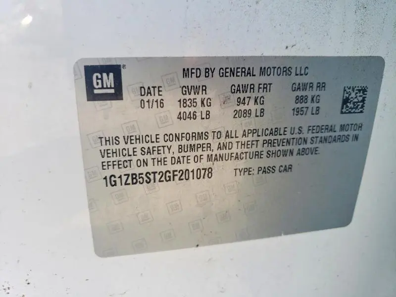 2016 CHEVROLET MALIBU LS  