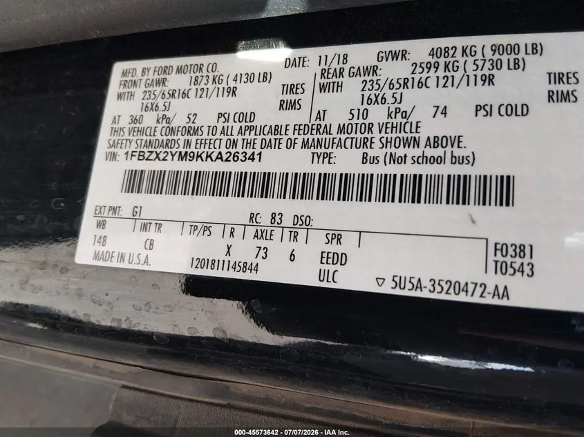 2019 FORD TRANSIT-350 XL