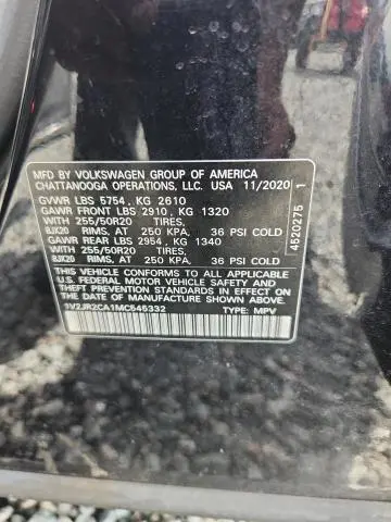 2021 VOLKSWAGEN ATLAS SE  