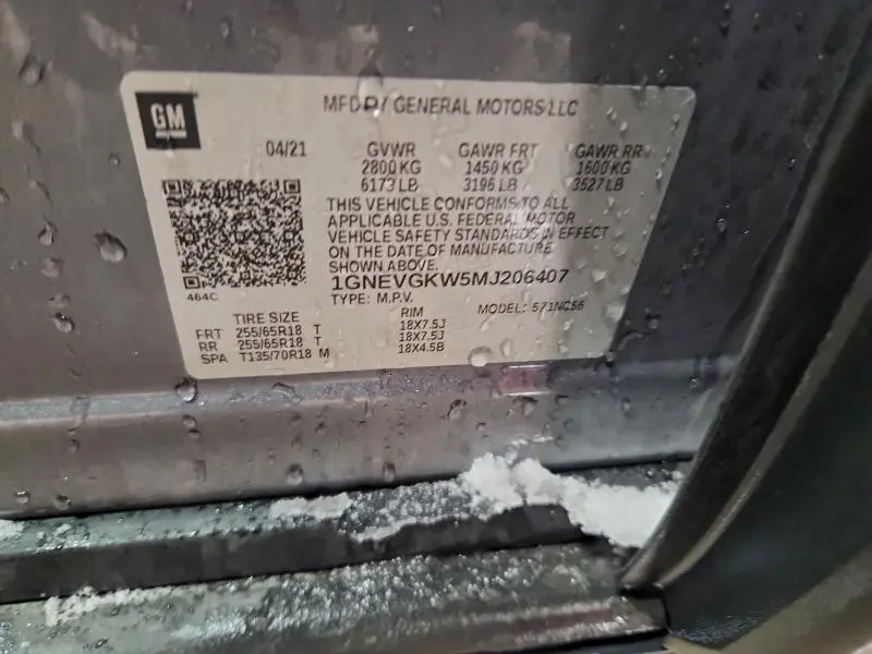 2021 CHEVROLET TRAVERSE LT  