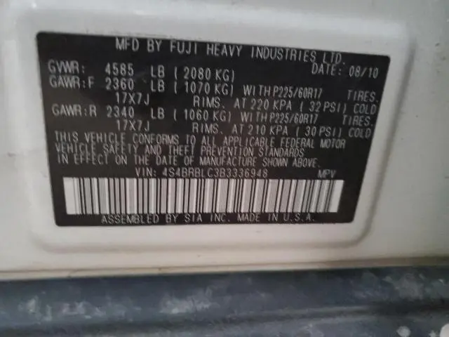 2011 SUBARU OUTBACK 2.5I LIMITED  