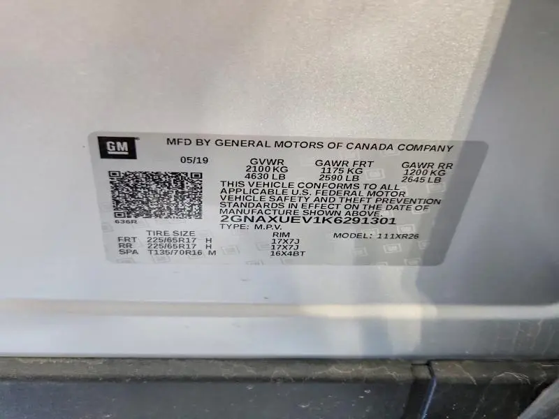 2019 CHEVROLET EQUINOX LT  