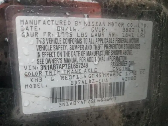 2016 NISSAN SENTRA S  