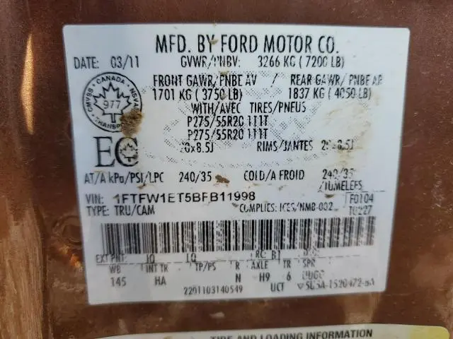 2011 FORD F150 SUPERCREW  