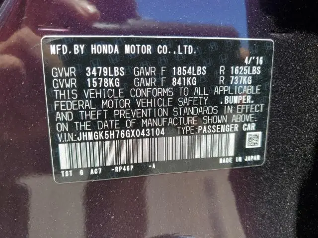 2016 HONDA FIT EX