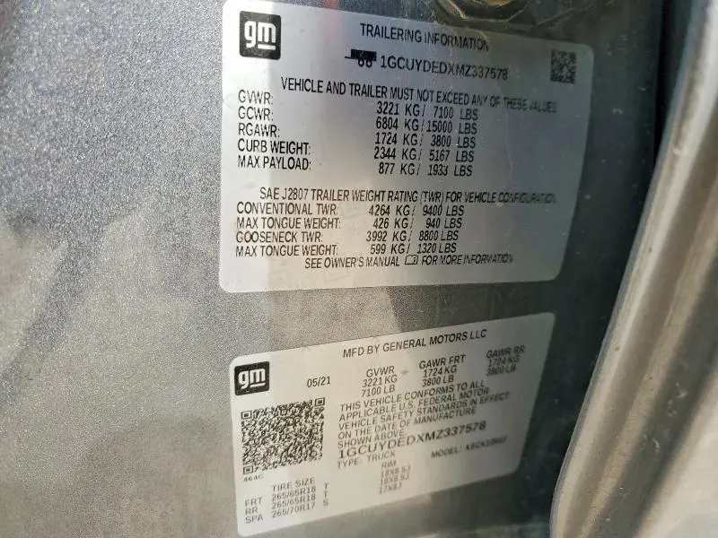 2021 CHEVROLET SILVERADO K1500 LT  