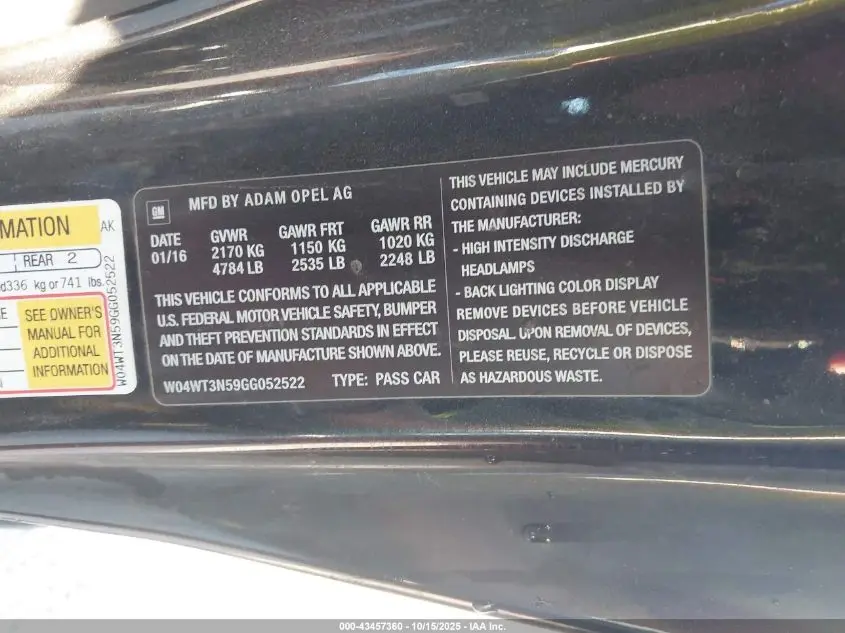 2016 BUICK CASCADA PREMIUM