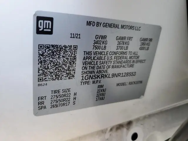 2022 CHEVROLET TAHOE K1500 RST  