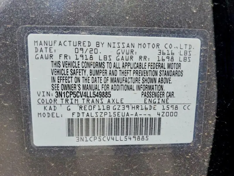 2020 NISSAN KICKS SV  