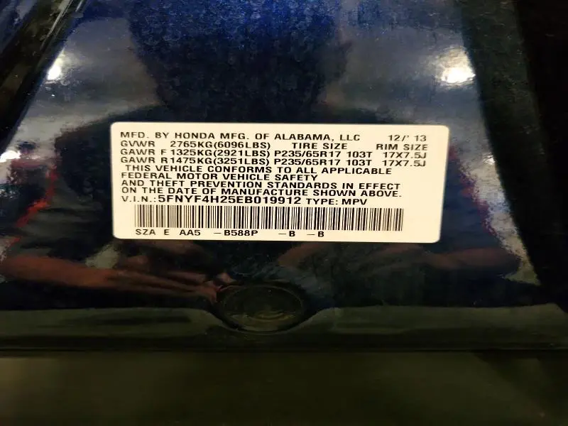 2014 HONDA PILOT LX  