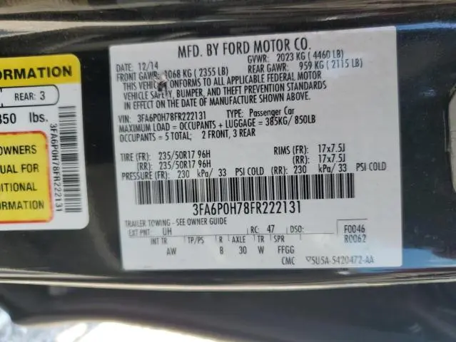 2015 FORD FUSION SE  