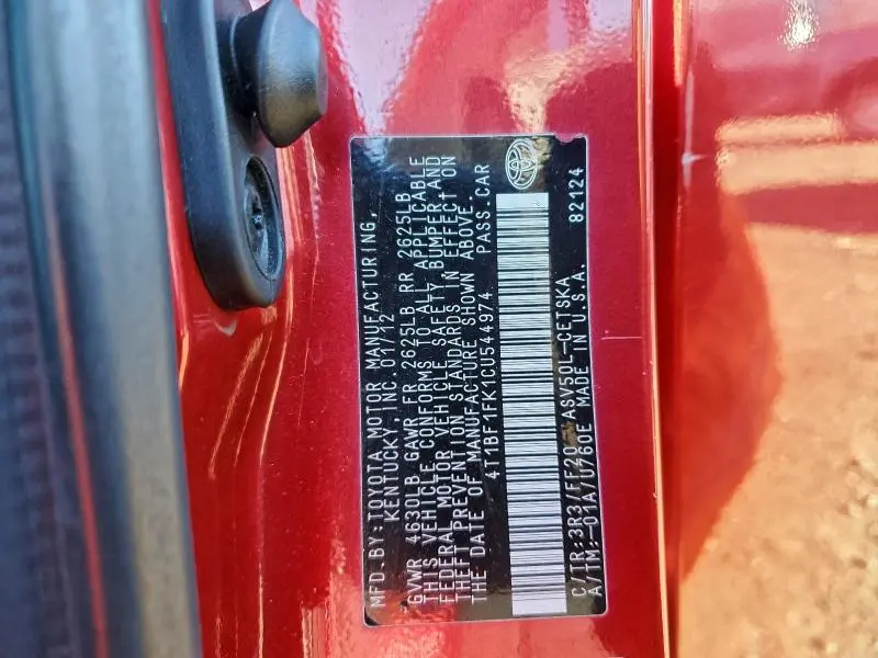 2012 TOYOTA CAMRY BASE  