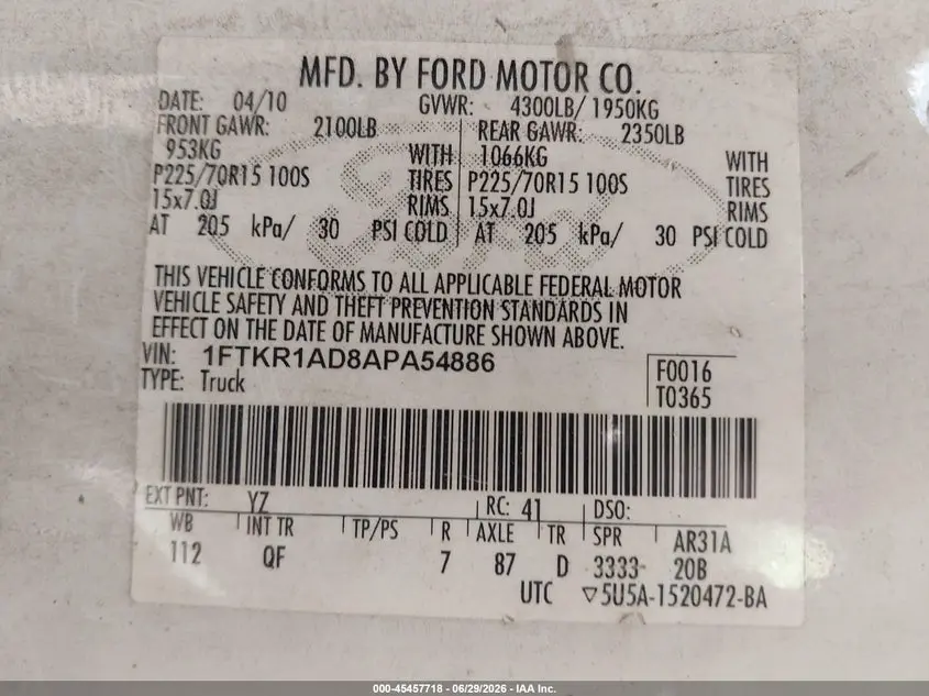 2010 FORD RANGER XL/XLT