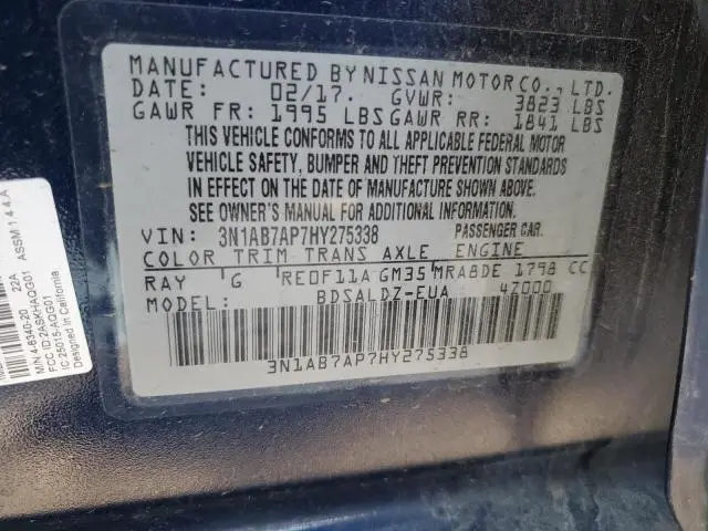 2017 NISSAN SENTRA S  