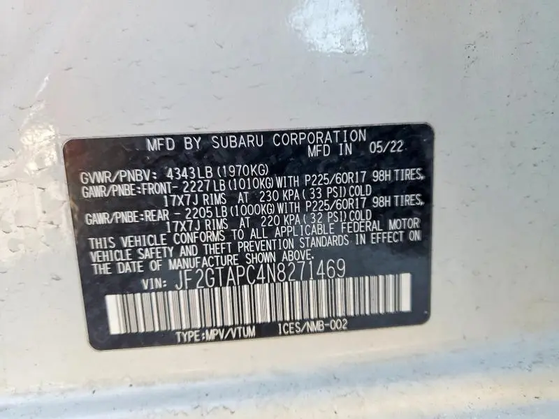 2022 SUBARU CROSSTREK PREMIUM  