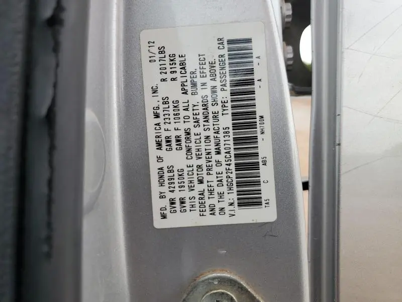 2012 HONDA ACCORD LXP  