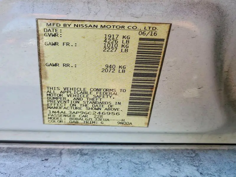 2016 NISSAN ALTIMA 2.5  