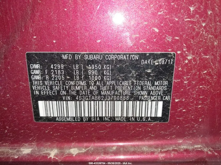 2018 SUBARU IMPREZA 2.0I PREMIUM