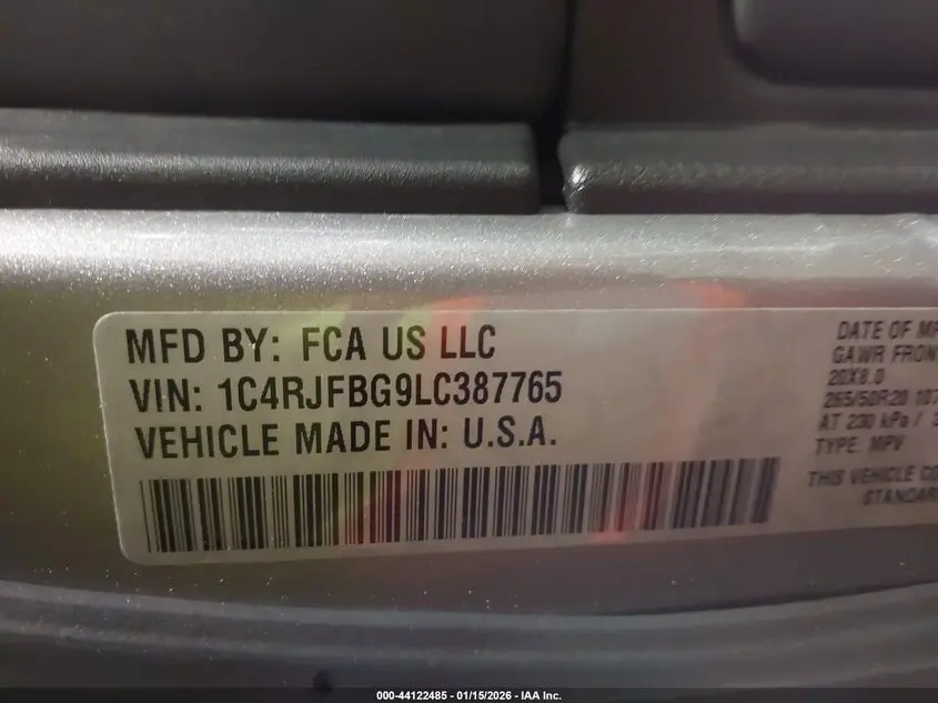 2020 JEEP GRAND CHEROKEE LIMITED 4X4