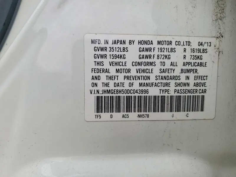 2013 HONDA FIT SPORT  