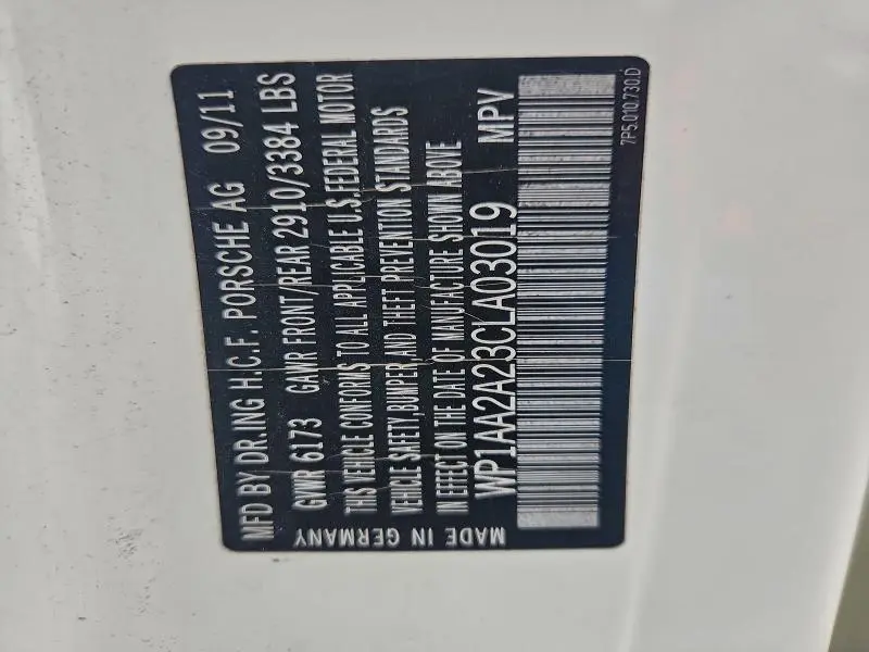 2012 PORSCHE CAYENNE   