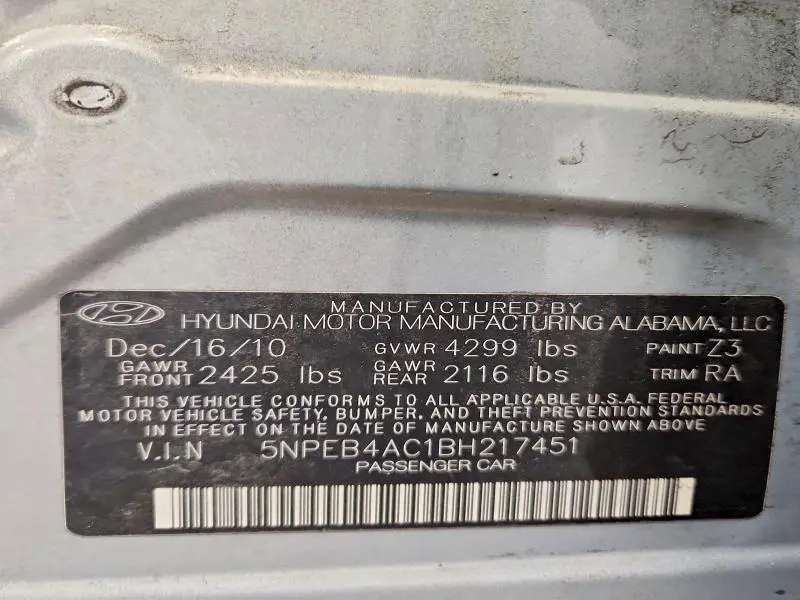 2011 HYUNDAI SONATA GLS  