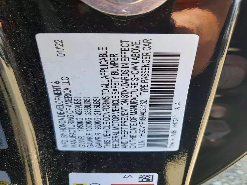 2022 HONDA ACCORD LX  