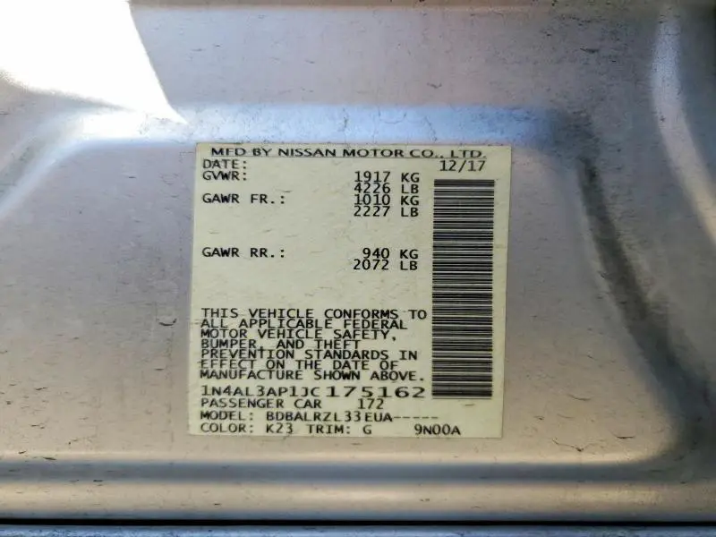 2018 NISSAN ALTIMA 2.5  