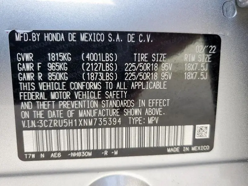 2022 HONDA HR-V SPORT  