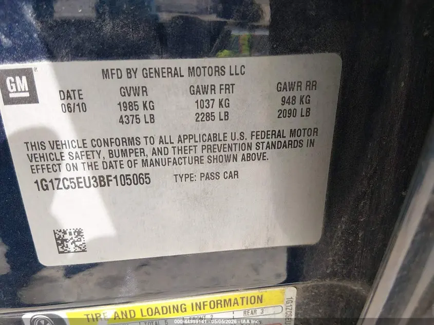 2011 CHEVROLET MALIBU 1LT