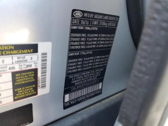 2016 LAND ROVER RANGE ROVER SPORT SC  