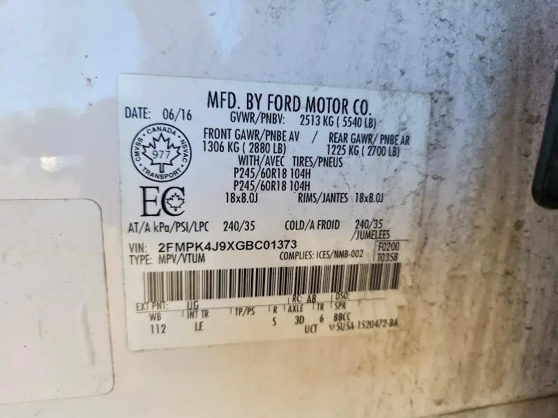 2016 FORD EDGE SEL  