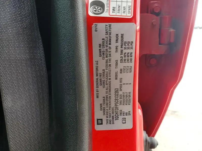 2012 CHEVROLET COLORADO LT  