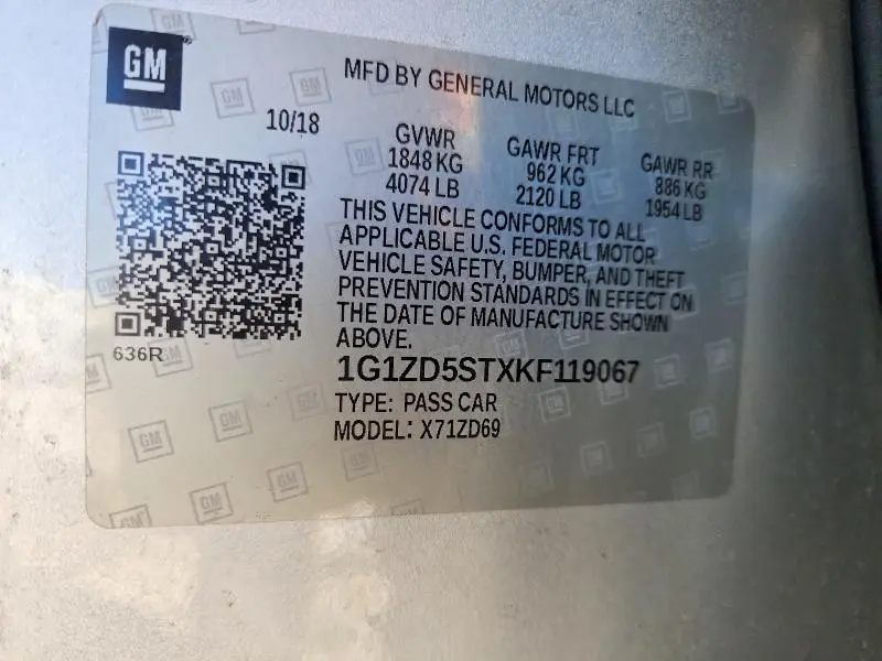 2019 CHEVROLET MALIBU LT  