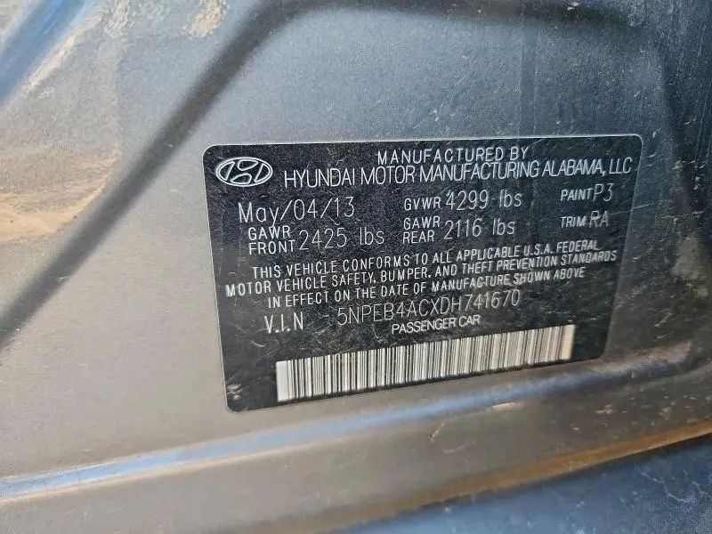 2013 HYUNDAI SONATA GLS  