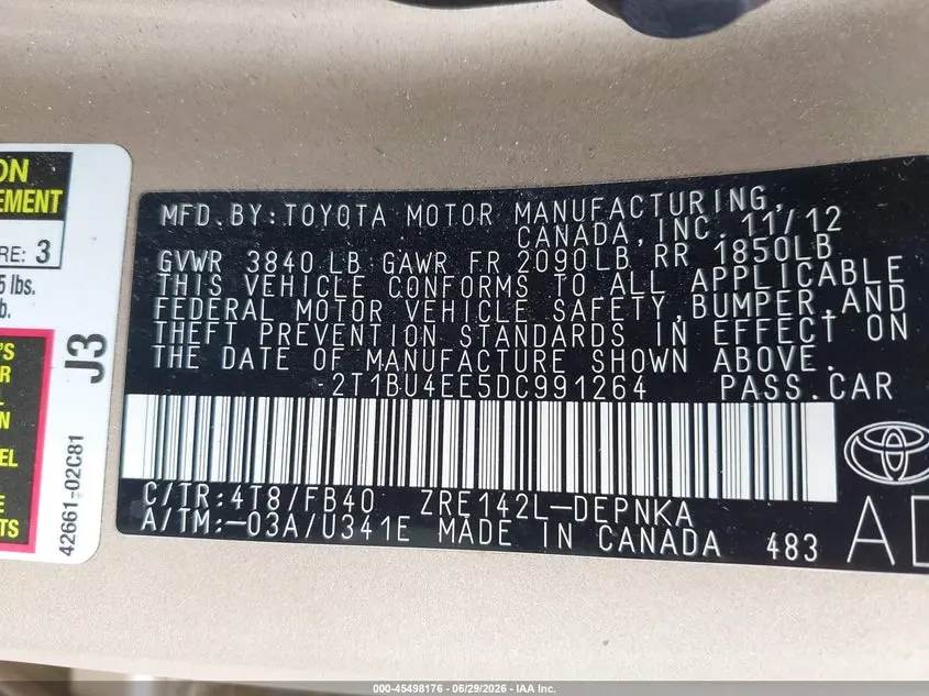 2013 TOYOTA COROLLA  