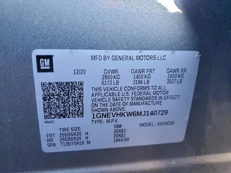 2021 CHEVROLET TRAVERSE LT  