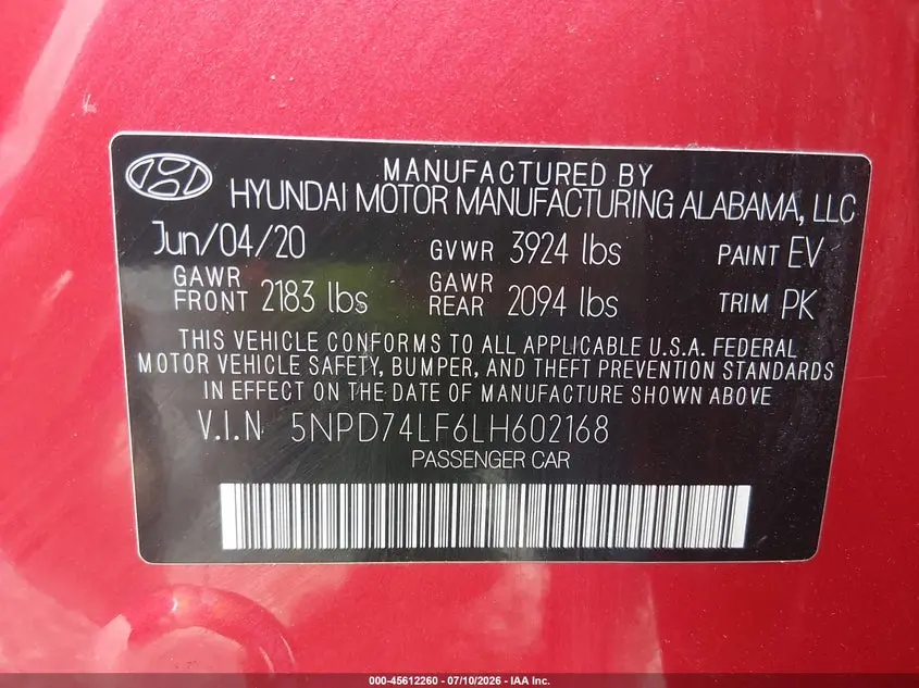 2020 HYUNDAI ELANTRA SE