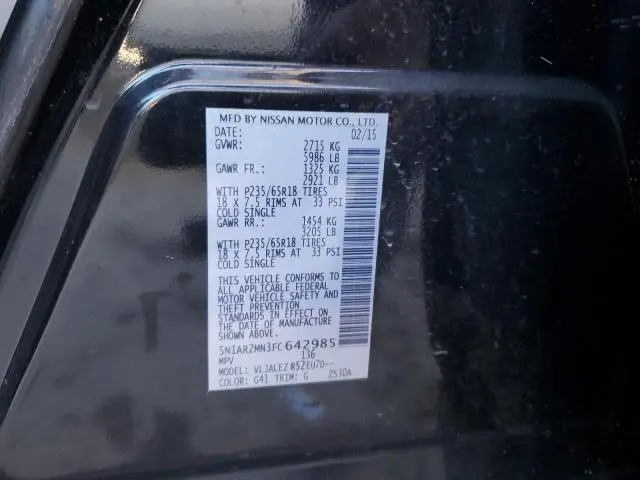 2015 NISSAN PATHFINDER S  