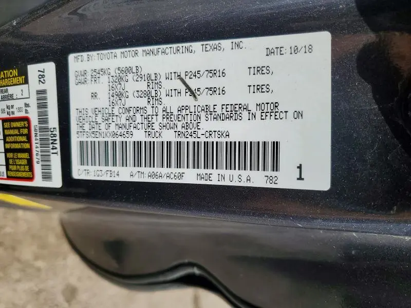 2019 TOYOTA TACOMA SR  