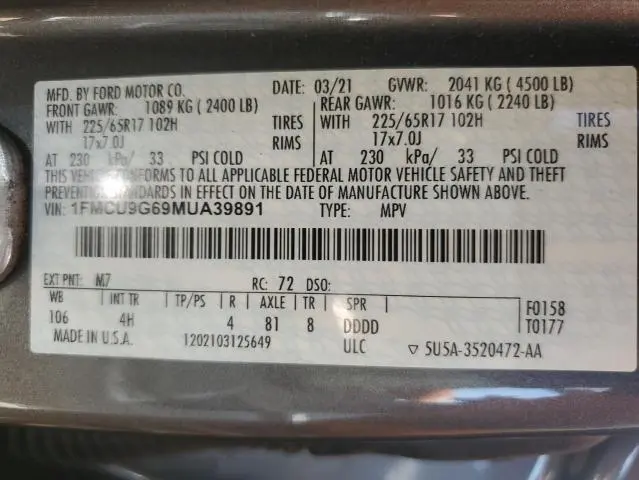 2021 FORD ESCAPE SE