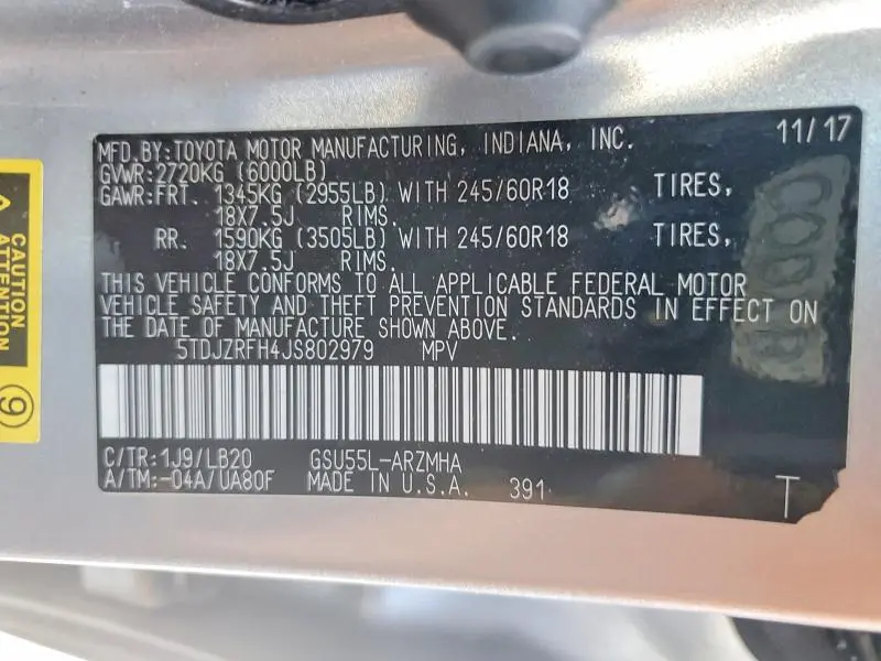 2018 TOYOTA HIGHLANDER XLE  