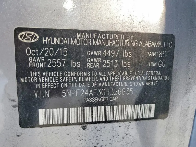 2016 HYUNDAI SONATA SE  